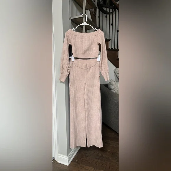 Revolve Michael Costello Wide Leg Crop Top 2 piece Outfit - Picture 6 of 9